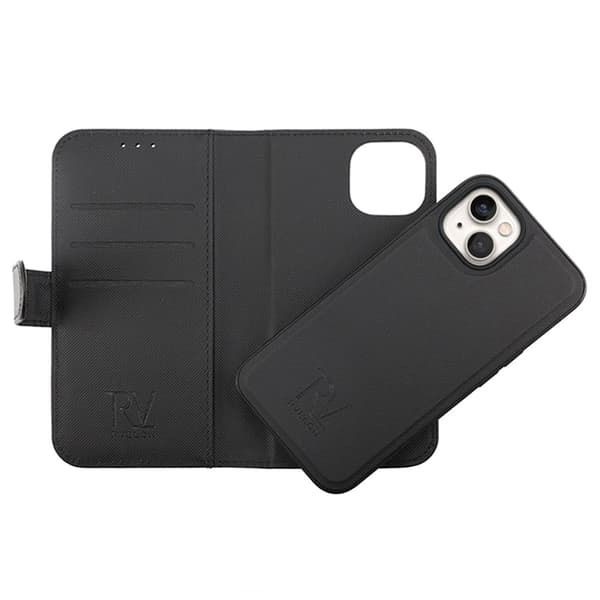 iPhone 14 Plus Plånboksfodral Magnet Rvelon - Svart
