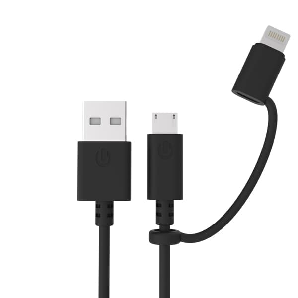 G-SP Micro-USB-kaapeli Lightning-adapterilla 1 metri - Musta