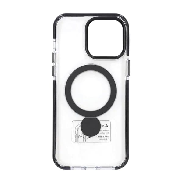 Magsafe cover til iPhone 15 Pro - Transparent sort med ringholder