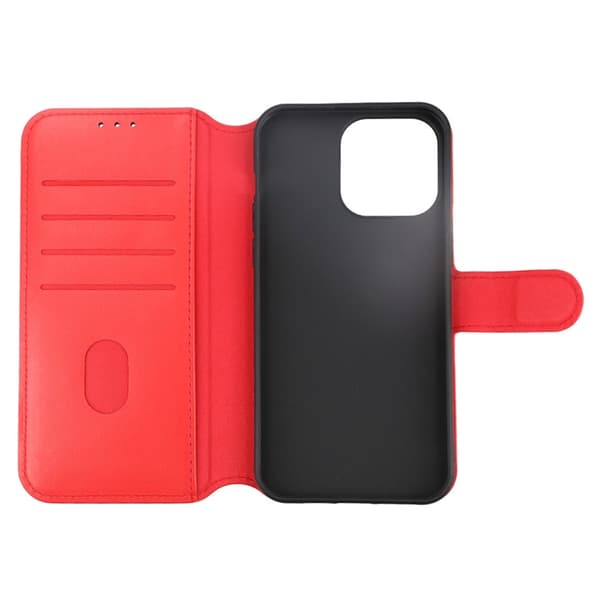 iPhone 15 Pro Max Plånboksfodral Läder Rvelon - Röd