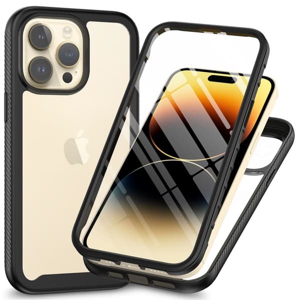 IPhone 15 Pro Max -kotelo näytönsuojalla - Musta