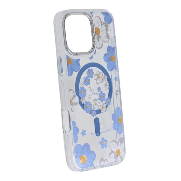 Gradient Blomster Magnetisk Cover Til iPhone 16 Pro Blå