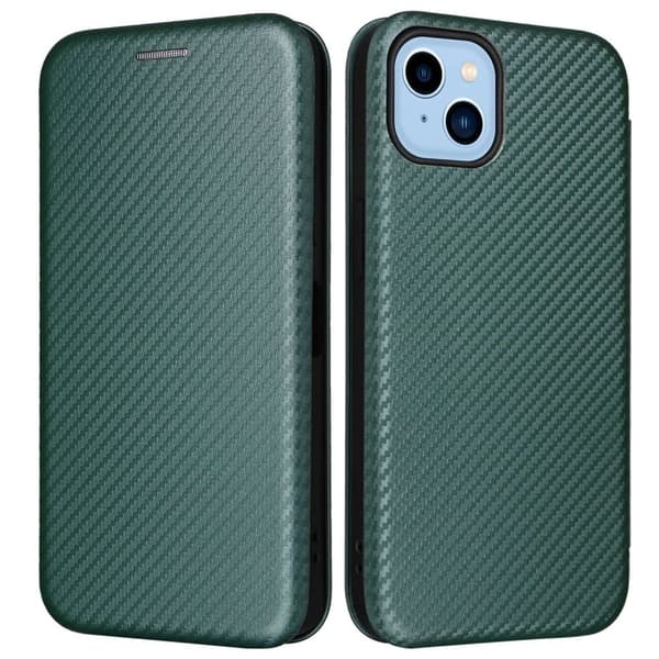 Carbon Fiber Texture Cover til iPhone 14 Plus - Grøn