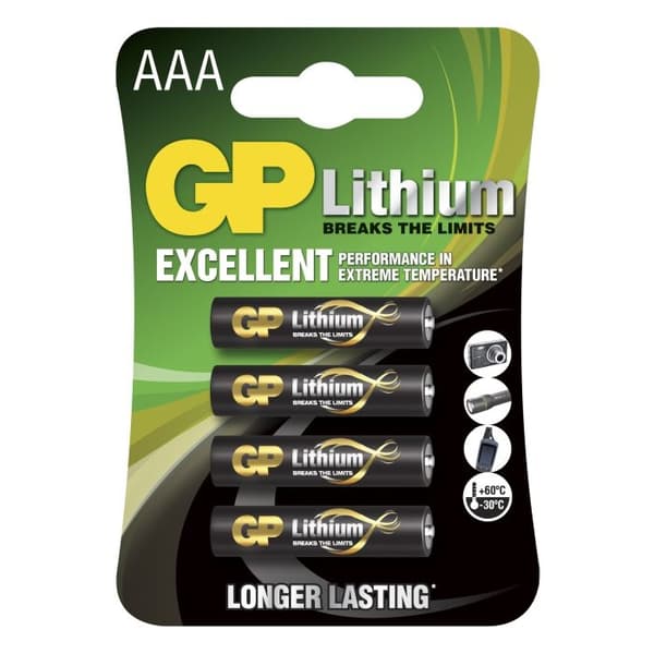 GP 24LF-2U4 1,5V AAA lithium batteri - 4 stk.