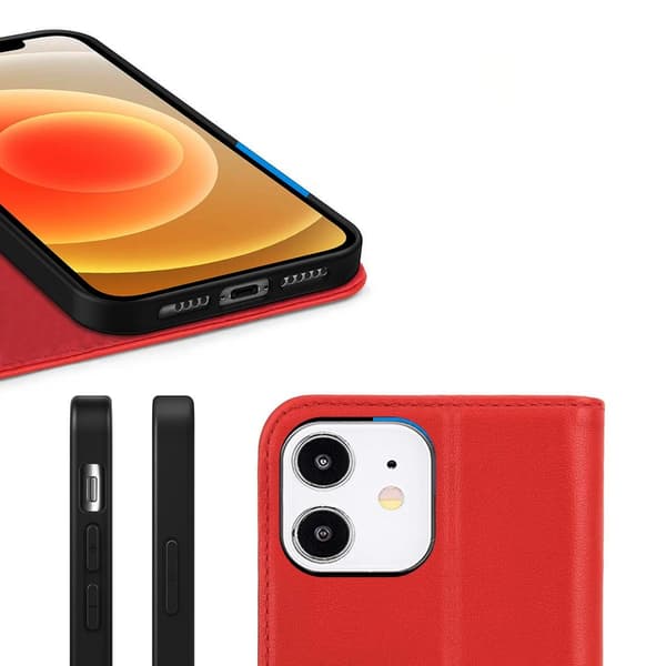 iPhone 11 Plånboksfodral Läder Rvelon - Röd