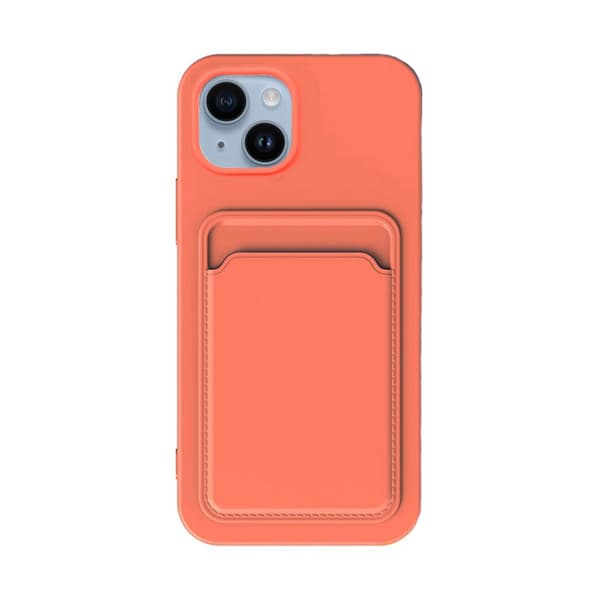 iPhone 14 Plus Silikonskal med Korthållare - Orange