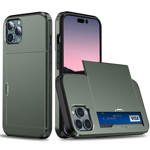 IPhone 15 Pro Max -kotelo korttipaikalla - Vihreä