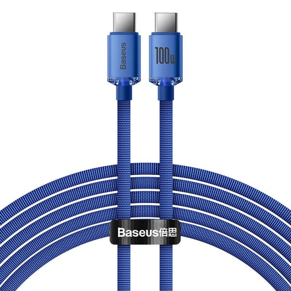 Baseus Crystal Shine USB-C til USB-C opladerkabel 100W, 2m - Blå