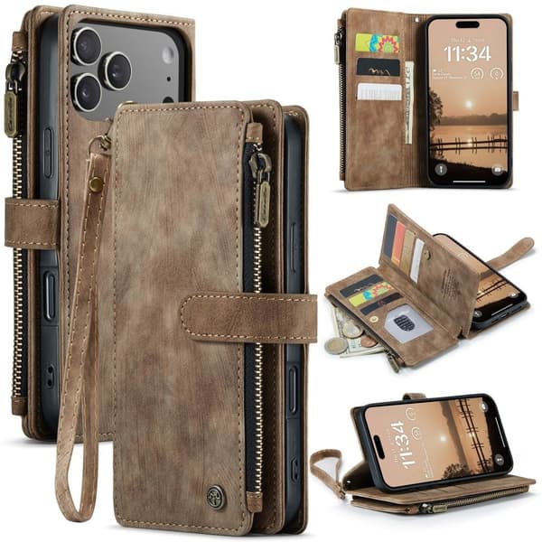 CASEME iPhone 17 Pro Max Cover med stativ - Brun
