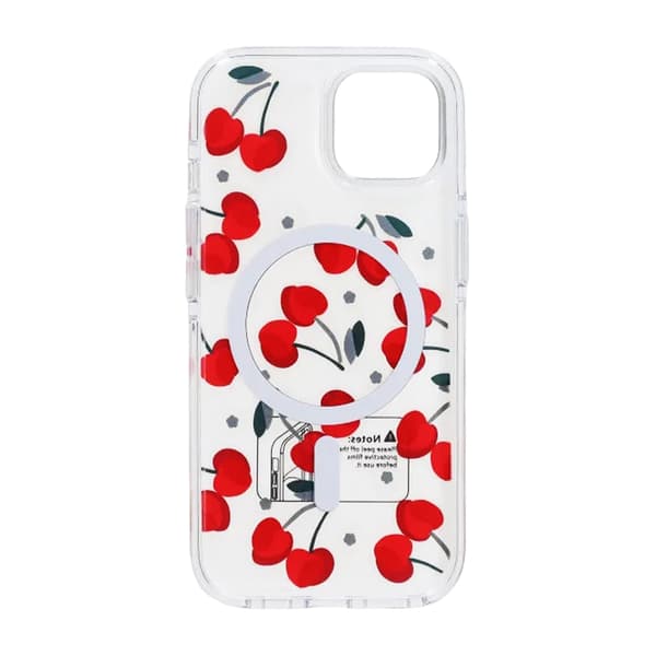Glitrende Rhinestone Magnetisk Etui til iPhone 15 Kirsebærrød