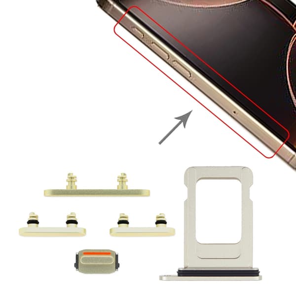 Knapper og SIM-kortholder til iPhone 15/15 Plus - Gul