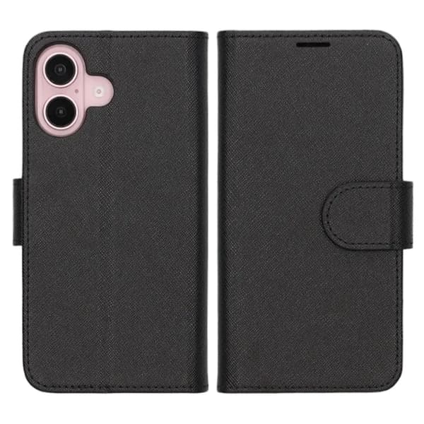 iPhone 16 Plus Wallet Cover med Stand - Sort