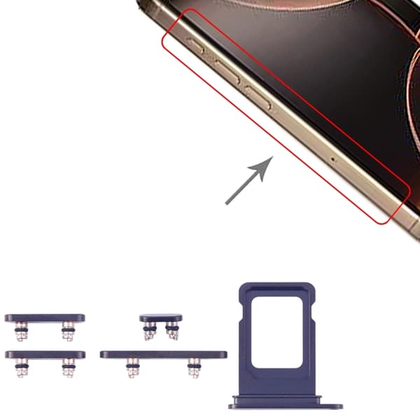 Knapper og SIM-kortholder til iPhone 15 Pro/15 Pro Max - Blå