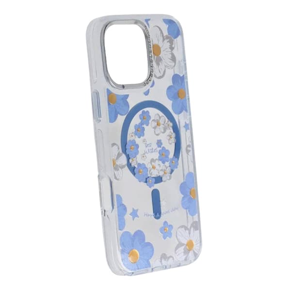 Gradient Blomster Magnetisk Cover Til iPhone 16 Pro Max Blå