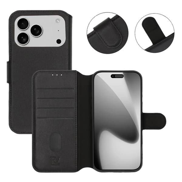 Rvelon Pung Etui Ægte Læder til iPhone 17 Pro Max - Sort