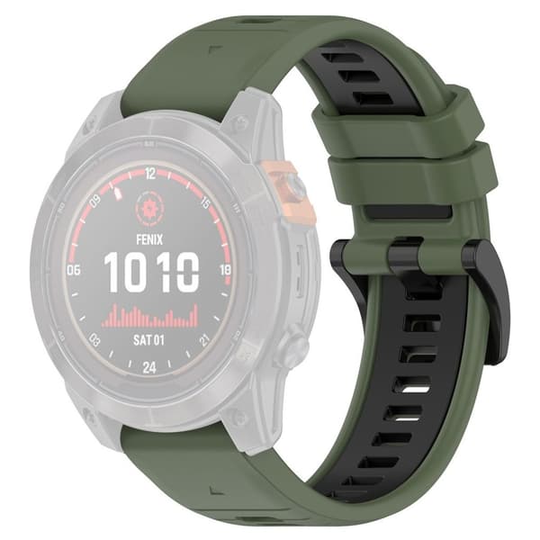 Garmin Fenix 7/7 Pro/6/6 Pro osv. Silikone Urrem - Grøn/Sort