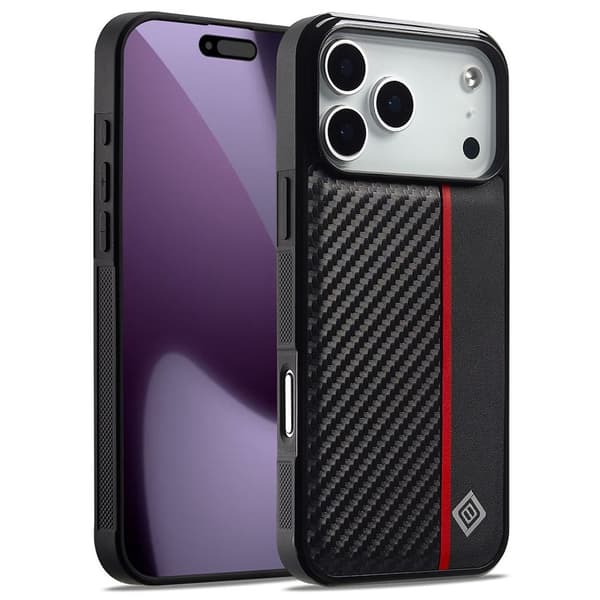 Telefoncover med kulfibertekstur iPhone 18 Pro Max, iPhone 17 Pro Max - Sort