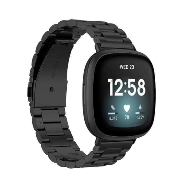Fitbit Versa 4/Versa 3/Versa 2/Versa Urrem i Rustfrit Stål – Sort