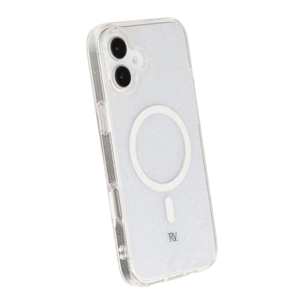 iPhone 16 Plus Rvelon Mobilskal TPU med MagSafe - Glitter Vit