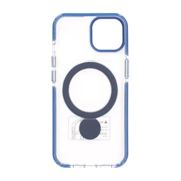 Magsafe cover til iPhone 15 - Transparent blå med ringholder
