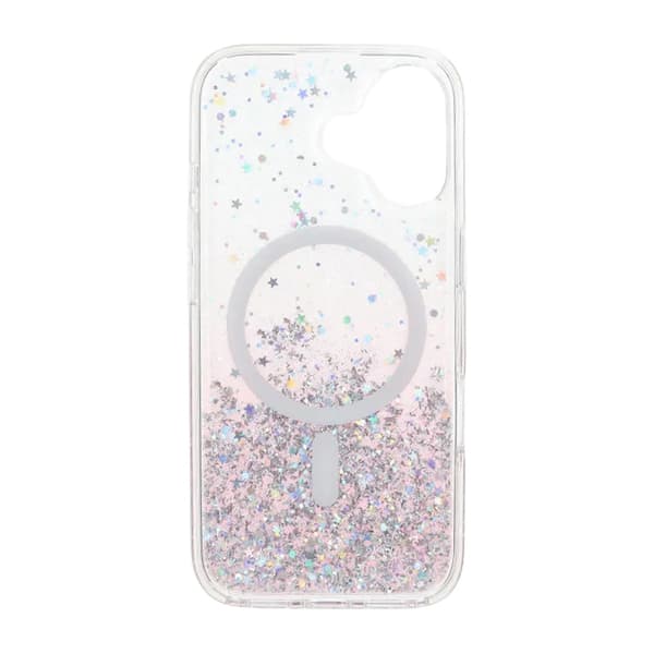 Glitrende MagSafe Cover med Stjerner til iPhone 17 - Rosa