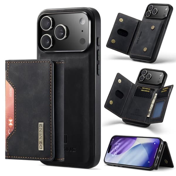 DG.MING iPhone 17 Pro Max Etui med pung - Sort