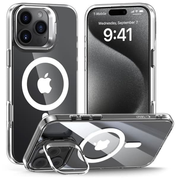 Tech-Protect MagStand MagSafe -kotelo iPhone 16 Prolle - Läpinäkyvä