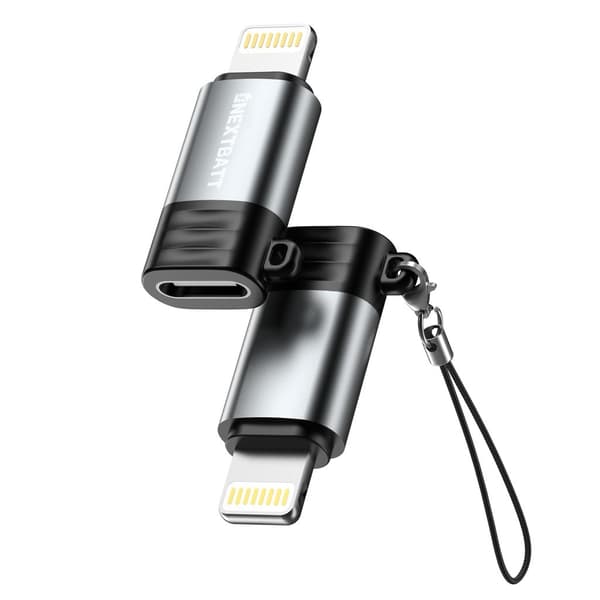NEXTBATT USB-C naaras Lightning -sovitin - Musta/Harmaa