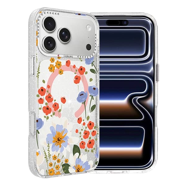 Blomstret Cover med Magsafe til iPhone 17 Pro Max - Orange