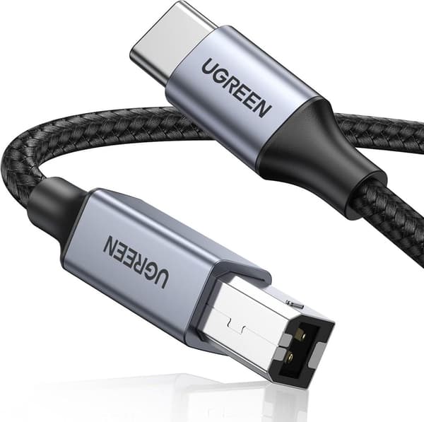 UGREEN USB-C til USB-B 2.0 Printerkabel, 2m - Grå/Sort