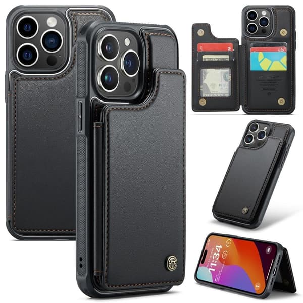 CASEME iPhone 15 Pro Max Cover med 5 kortpladser - Sort