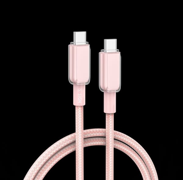 SiGN USB-C–USB-C-kaapeli 60W, 1m - Pinkki