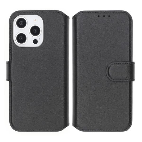 iPhone 16 Pro Max Pung Etui Ægte Læder Rvelon - Sort