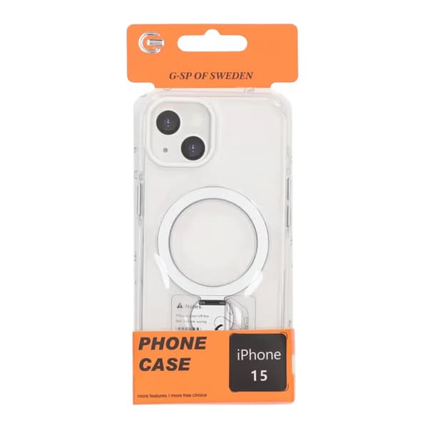 Pindun 360° Roterende Stativ Magnetisk Etui Til iPhone 15 Hvid