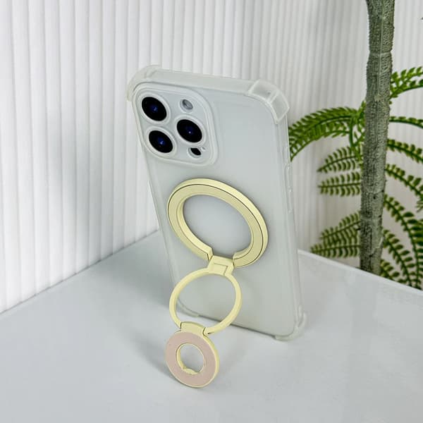 Foldable Double Magnetic Phone Ring Holder Yellow