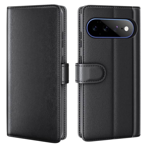 Google Pixel 11 Pro XL Plånboksfodral Äkta Läder - Svart