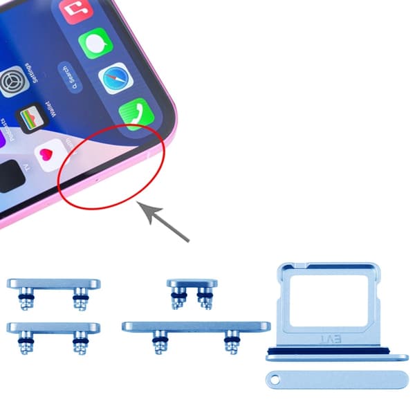 Knappar och Simkorthållare för iPhone 16/16 Plus - Blå
