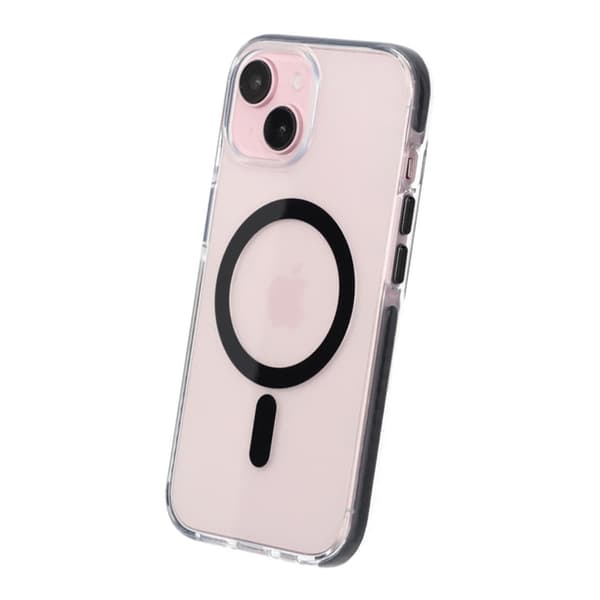 iPhone 15 Mobilcover Magnet Dobbelt Beskyttelse - Sort
