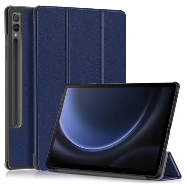 Samsung Galaxy Tab S9 FE Plus Tri-fold Ställfodral - Mörkblå