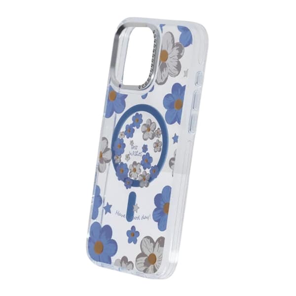 Gradient Blomster Magnetisk Cover Til iPhone 16 Pro Max Blå