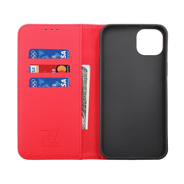 iPhone 14 Plånboksfodral Extra Kortfack Rvelon - Röd
