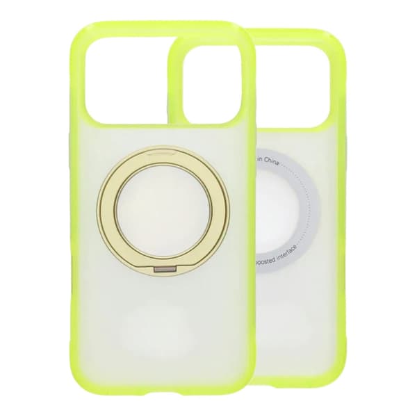 Mat MagSafe-cover med ringstativ til iPhone 17 Pro og 18 Pro - Gul