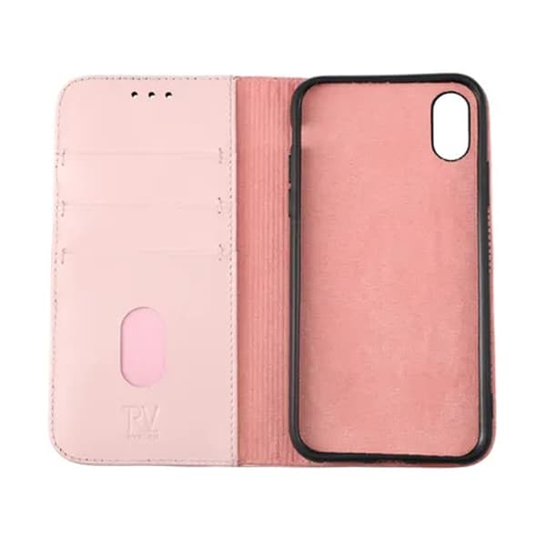iPhone X/XS Plånboksfodral Läder Rvelon - Rosa