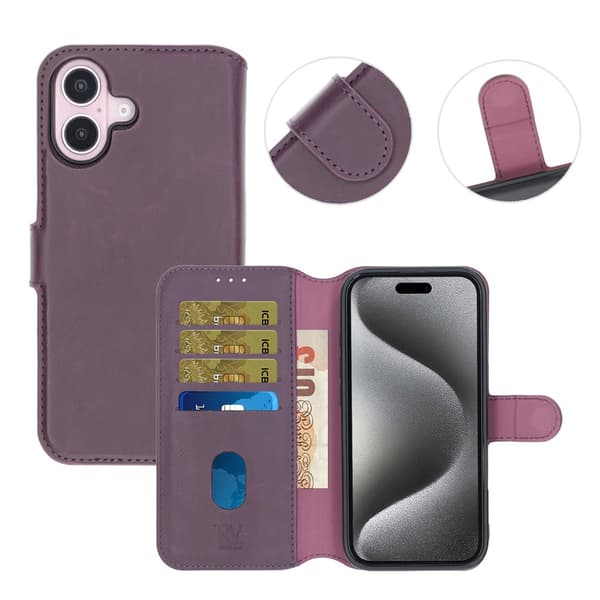 iPhone 16 Wallet Case Magnet Rvelon - Lilla