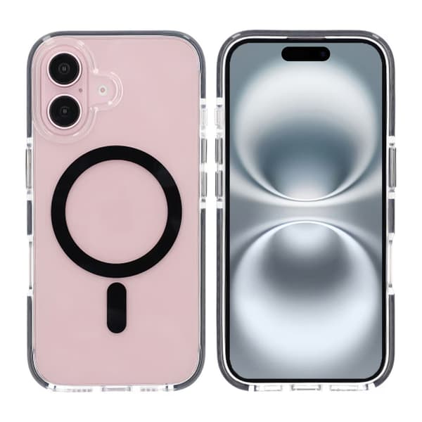 iPhone 16 Plus Mobilcover Magnet Dobbelt Beskyttelse - Sort