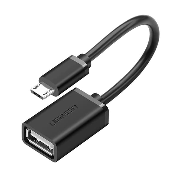 Ugreen Micro USB (han) til USB-A (hun) OTG fladt kabel, 0,15m - Sort