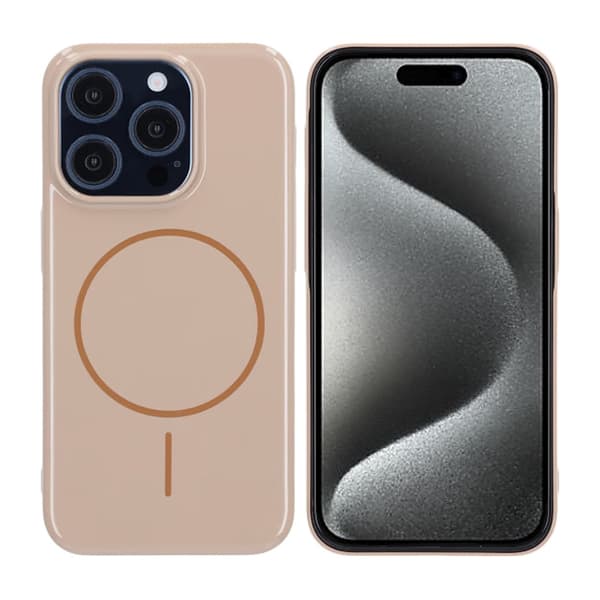 Blankt design Magnetisk etui til iPhone 15 Pro Guld