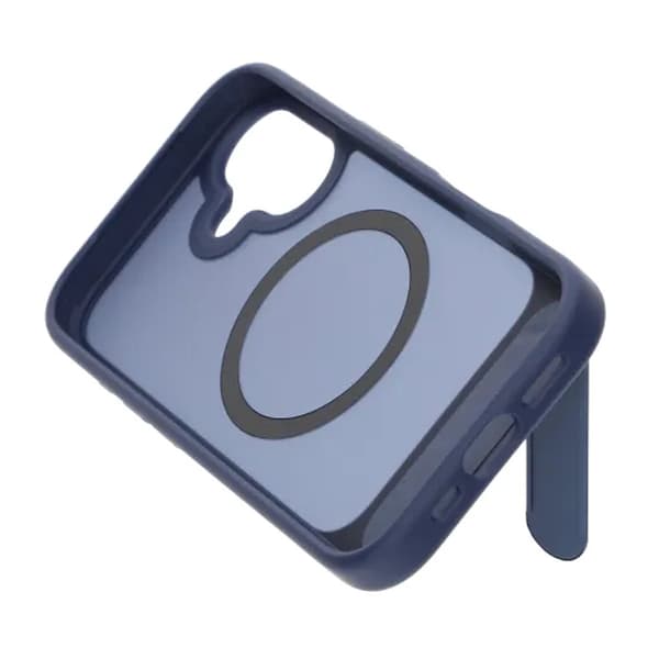 Black Feather Inclined Bracket Magnetic Case - iPhone 17 Blue