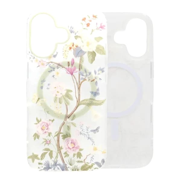 Mat MagSafe-cover med blomster til iPhone 17 - Beige