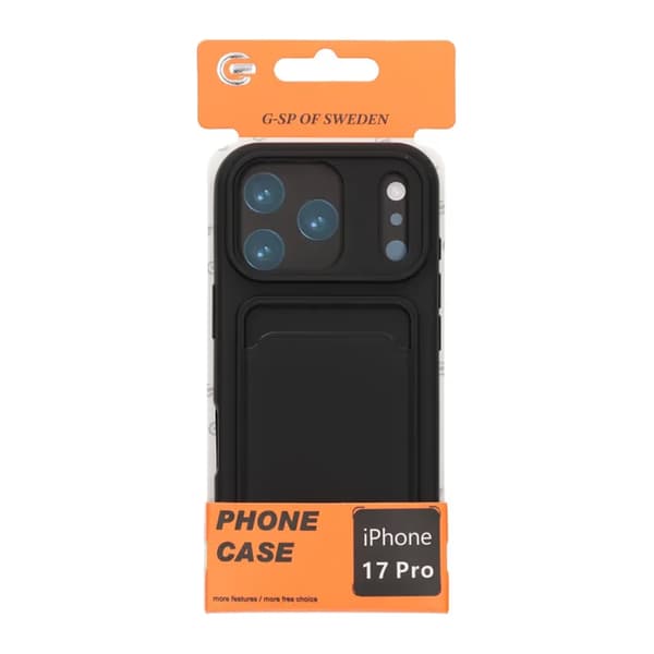 Silikone mobilcover med kortholder til iPhone 17 Pro - Sort